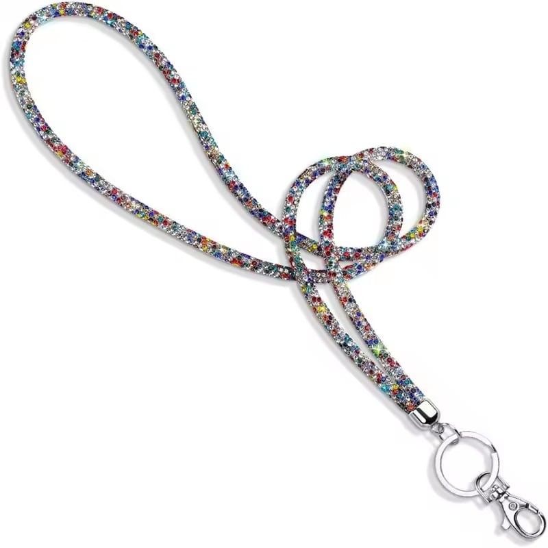diamond crystal phone lanyard rainbow
