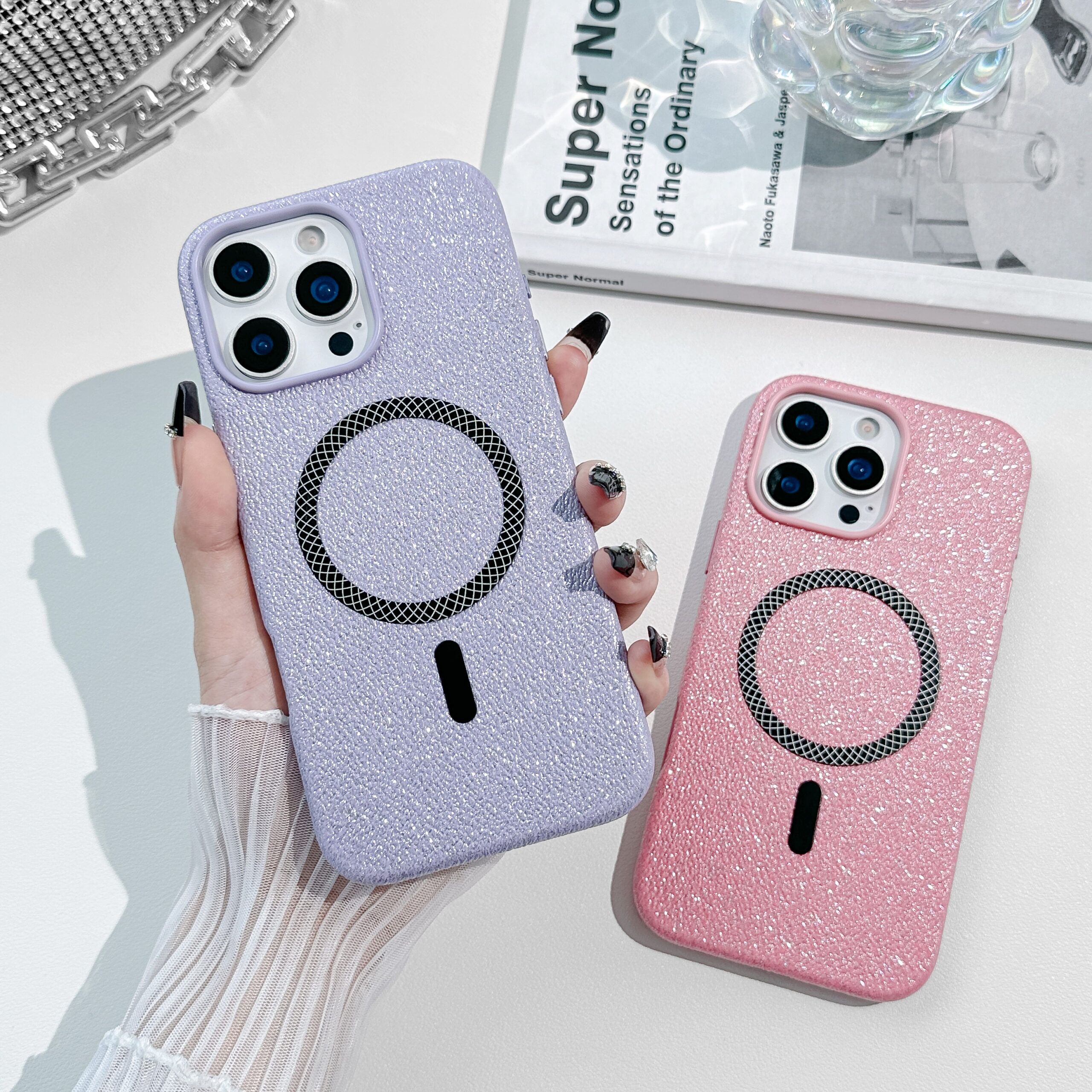 Pearlescent Leather Magnetic Phone Case - Image 3