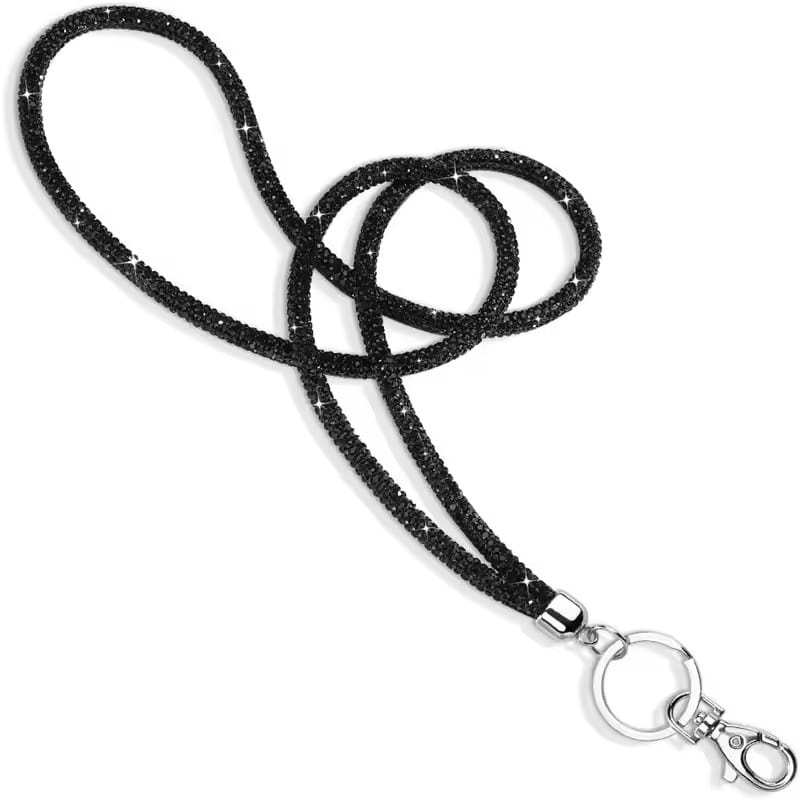 diamond crystal phone lanyard black